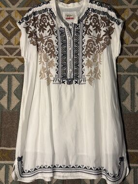 Johnny Was Biya white embroidered shift dress. New with tags.